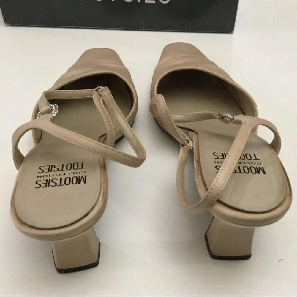 Mootsies Tootsies 11M Geisha Champagne Satin 3.25” Heels - CZ Buckles - Wedding - Picture 7 of 10